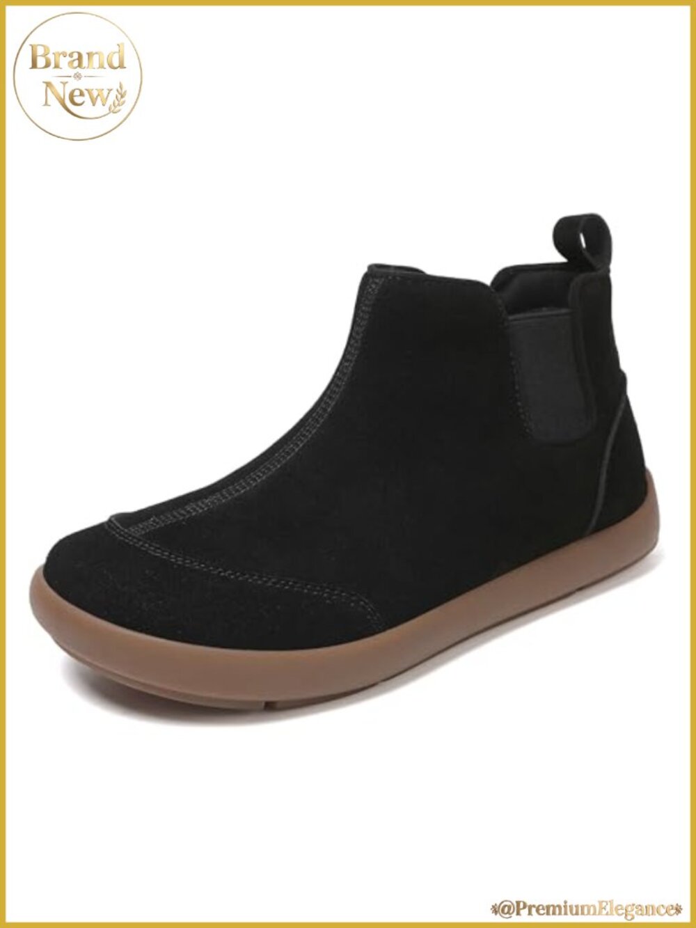 Genuine Suede Leather Chelsea Ankle Boots Slip On Comfortable Winter Warm